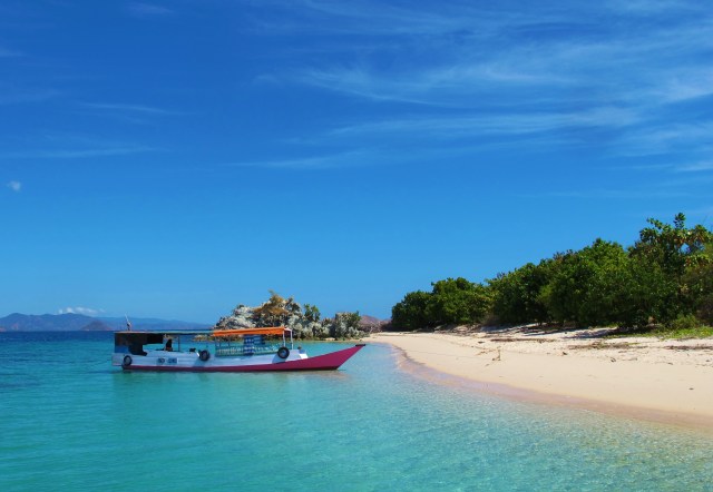 Bidadari Island, offshore from Labuan Bajo on Flores; Komodo national park has many similar small islands with clear water, white sand beaches, unspoiled coral and no one else around to share it with.